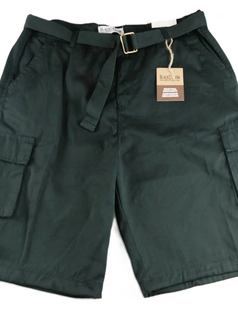 BlackCanyon Twill Cargo Shorts with Belt Men's Size 42 Black Pockets